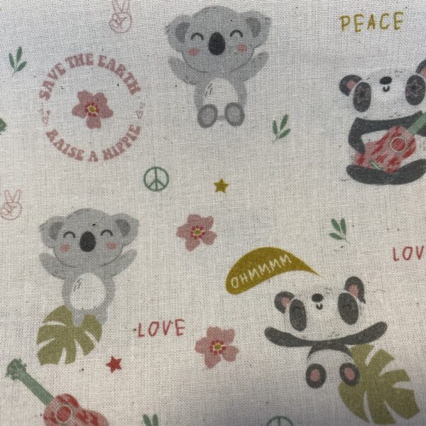 telas koalas y osos panda, patchwork , labores infantiles, costura creativa